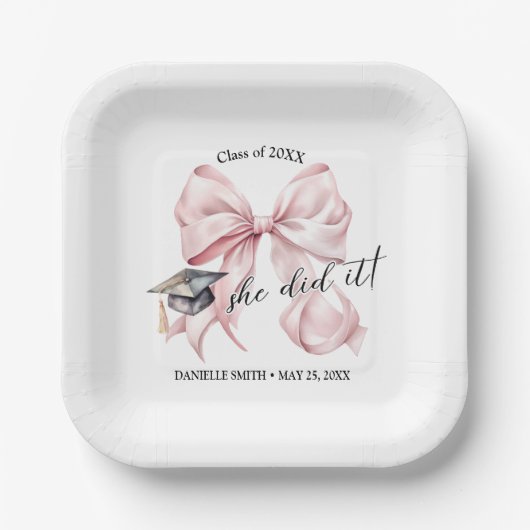 Pink Coquette She Did It Square Pappteller (Vorderseite)