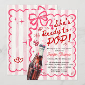 Pink Coquette She is Ready to POP Invitation Einladung (Vorne/Hinten)