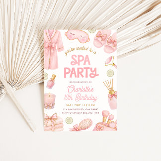 Pink Coquette Spa Party Birthday Einladung