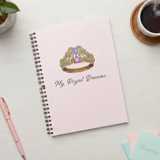 Pink Coquette Tiara & Bow Spiral Notebook Notizblock