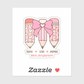Pink Coquette Valentine Teacher Pencil Custom Aufkleber