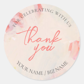 Pink & Coral Abstrakt floral Art Geschenk Vielen D Runder Aufkleber