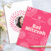 Pink Coral Bat Mitzvah Foto Kühne Sternexplosion G Einladung