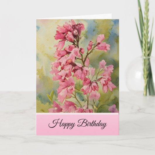 Pink Coral Bells - Happy Birthday Card Karte (Vorderseite)