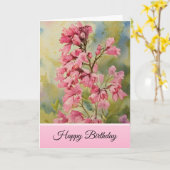 Pink Coral Bells - Happy Birthday Card Karte (Gelbe Blume)