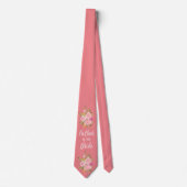 Pink Coral Floral Vater der Bride Neck Tie Krawatte (Vorderseite)