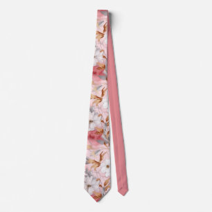 Pink Coral Floral Watercolor Botanischer Neck Tie Krawatte