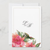 Pink coral mint white gold glitter floral wedding einladung (Rückseite)