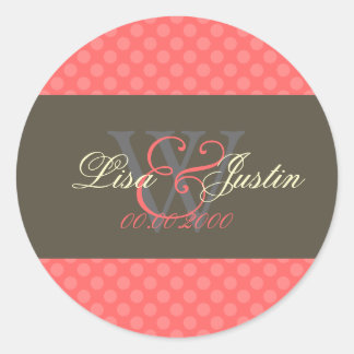 Pink Coral Polka Dots Monogramm DIY Farben Runder Aufkleber