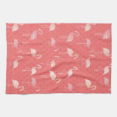 Pink Coral Red Flamingo Pattern Personalized Geschirrtuch (Horizontal)