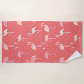 Pink Coral Red Flamingo Pattern Personalized Strandtuch (Vorderseite)