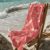 Pink Coral Red Flamingo Pattern Personalized Strandtuch