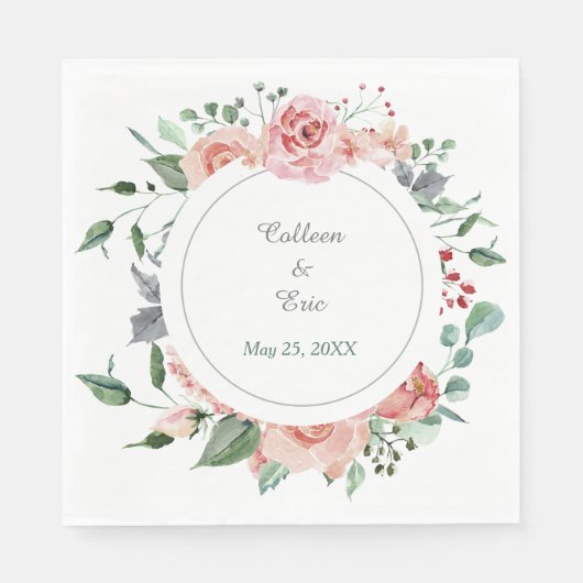 Pink Coral Rose Blumenzehen Serviette (Vorderseite)