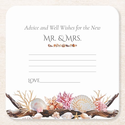 Pink Coral Seashells Pearls Starfish Driftwood Rechteckiger Pappuntersetzer (Vorderseite)