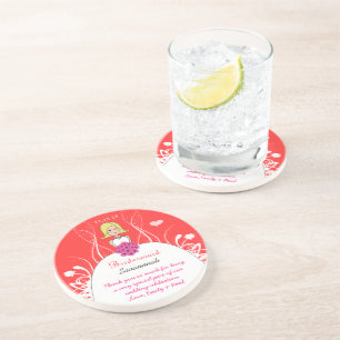 Pink & Coral Side Teil Bridesmaid Untersetzer