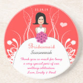 Pink & Coral Side Teil Bridesmaid Untersetzer (Vorne)