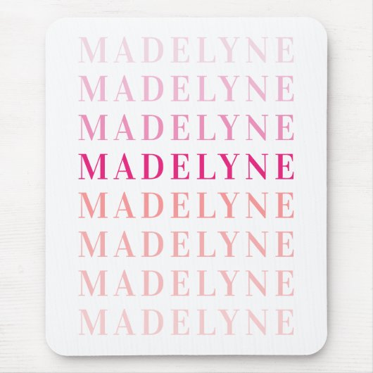 Pink Coral Typografy Personalisiert Name Mousepad (Vorne)