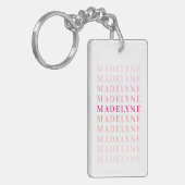 Pink Coral Typografy Personalisiert Name Schlüsselanhänger (Vorderseite links)