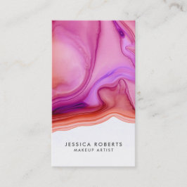 Pink Coral Watercolor Agate Makeup Artist Visitenkarte