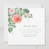 Pink Coral Watercolor Floral Wedding Vielen Dank Einladung (Vorderseite)