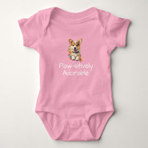 Pink Corgi Baby Bodysuit Strampler