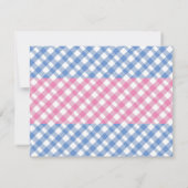 Pink & Cornflower Blue Preppy Gingham Stationery Mitteilungskarte (Rückseite)