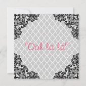 Pink Corset & Black Lace Lingerie Brautparty Einladung (Rückseite)