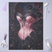Pink Corset Black Roses Decoupage Seidenpapier (Basteln)