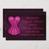 Pink Corset Lingerie Bridal Dusche Einladung (Vorne/Hinten)