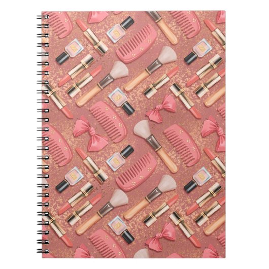Pink Cosmetics Muster Glitter Notizblock (Vorderseite)