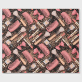 Pink Cosmetics Pattern Glitter  Geschenkpapier (Flach)