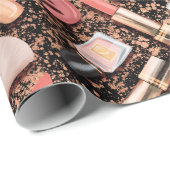Pink Cosmetics Pattern Glitter  Geschenkpapier (Rolleneckpunkt)