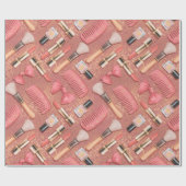 Pink Cosmetics Pattern Glitter  Geschenkpapier (Flach)