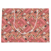 Pink Cosmetics Pattern Glitter  Große Geschenktüte (Vorderseite)