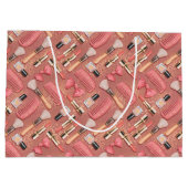 Pink Cosmetics Pattern Glitter  Große Geschenktüte (Rückseite)