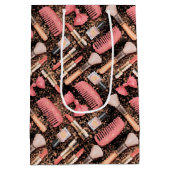 Pink Cosmetics Pattern Glitter Mittlere Geschenktüte (Rückseite)