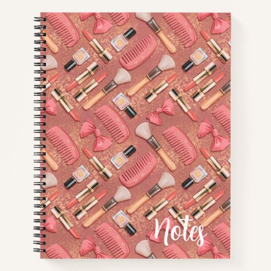Pink Cosmetics Pattern Glitter Notizblock (Vorderseite)