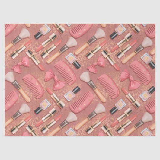 Pink Cosmetics Pattern Glitter  Seidenpapier (Vorderseite)