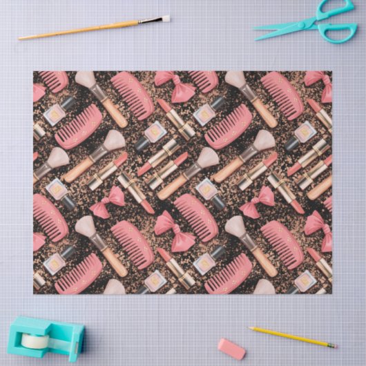 Pink Cosmetics Pattern Glitter  Seidenpapier (Basteln)