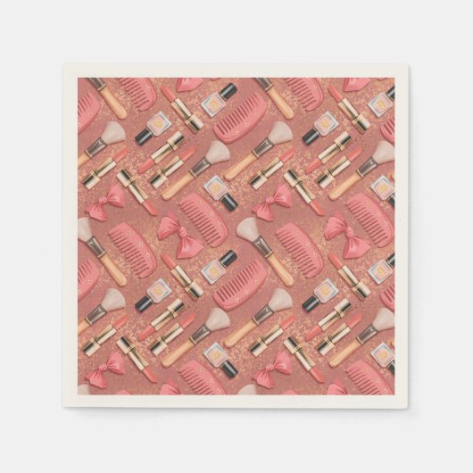 Pink Cosmetics Pattern Glitter Serviette (Vorderseite)