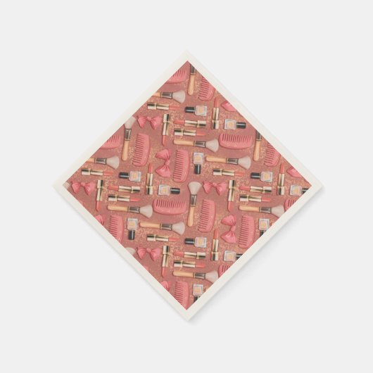 Pink Cosmetics Pattern Glitter  Serviette (Ecke)