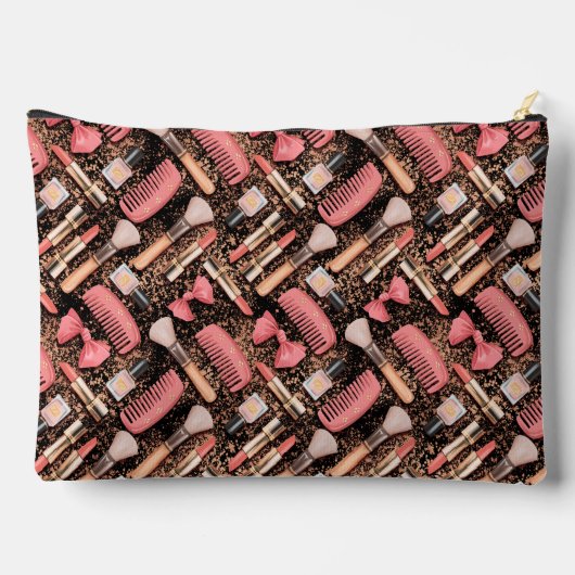 Pink Cosmetics Pattern Glitter Zubehörtasche (Rückseite)