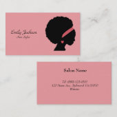 Pink Cosmetology Natural Hair Afro Lady Visitenkarte (Vorne/Hinten)