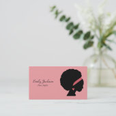 Pink Cosmetology Natural Hair Afro Lady Visitenkarte (Stehend Vorderseite)
