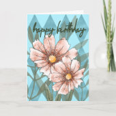 Pink Cosmos Birthday Karte (Vorderseite)