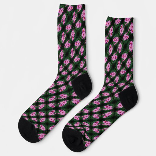 Pink Cosmos Blume Muster Socken (Linkes Detail)