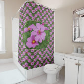 Pink Cosmos Flower Nature Art Pattern Duschvorhang (Beispiel)