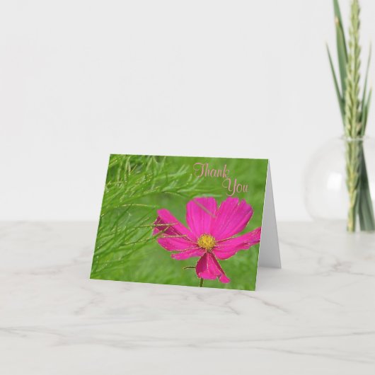 Pink Cosmos Glitzer Danke Karte (Vorderseite)