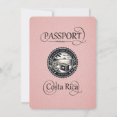 Pink Costa Rica Passport Save The Date (Vorderseite)