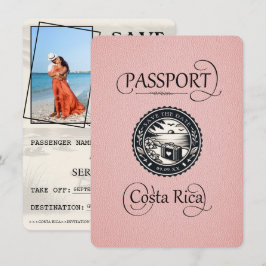 Pink Costa Rica Passport Save The Date